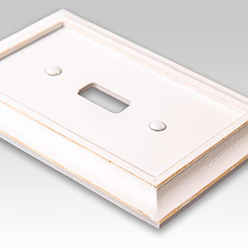 Amerelle 4040DDW Savannah Wallplate, 1 Duplex, Wood, Distressed White, 1-Pack - color: Distressed White, size: 1 Duplex