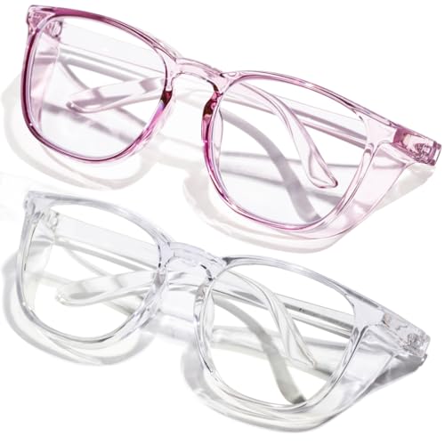 Safety Glasses Anti Fog Clear Blue Light Blocking Eye Protection Nurse Goggles for Women Men - color: A9 Clear Purple + Transparent