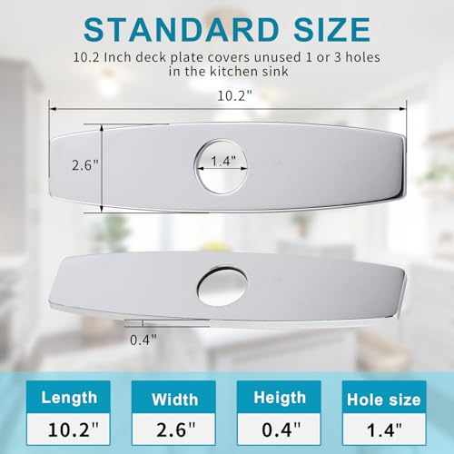 ARCORA 10.2 Inch Faucet Plate Sink Hole Cover Escutcheon - color: Chrome