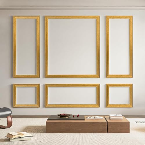 Art3d Pre-Cut Wall Molding Set of 6 pcs, 3 Top 3 Bottom, Antique Gold - color: Antique Gold: Style 2