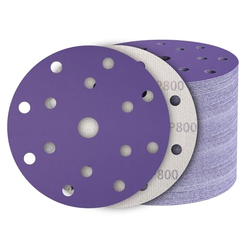50Pcs 6 Inch Sanding Discs 800 Grit, Hook and Loop Orbital Sandpaper - style: 800Grit-50Pcs