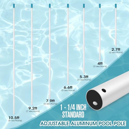 Swimming Pool Cleaning Kit - Pool Skimmer Rake Net with Pole and Brush Head