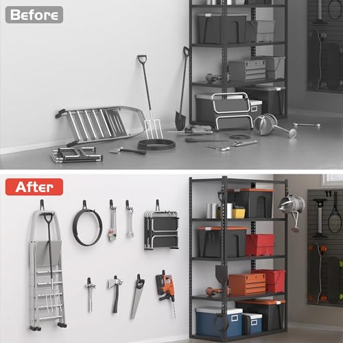 WALMANN Garage Storage Hooks, Wall Mount Utility Hooks for Tools, Black - style: Black Hook