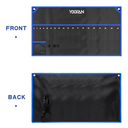 Wrench Roll Up Pouch – Wrench Organizer, Wrench Bag with Handle, Wrench Holder for Hanging - size: 19 Pockets Metric