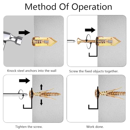 No Drill Drywall Anchors for Home Hanging Pictures Shelves, 100Pcs - size: Size 4 100Pcs