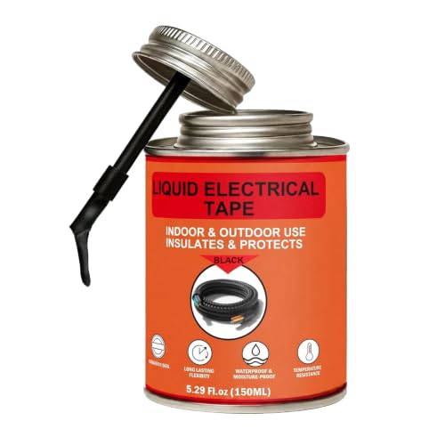 150ml Liquid Electrical Tape Insulating Repair Glue, Quick-Drying Waterproof High Temp Resistant Insulation Coating with Brush Cap for Wires Cables Outdoor Electrical Equipment Fixing - color: Black