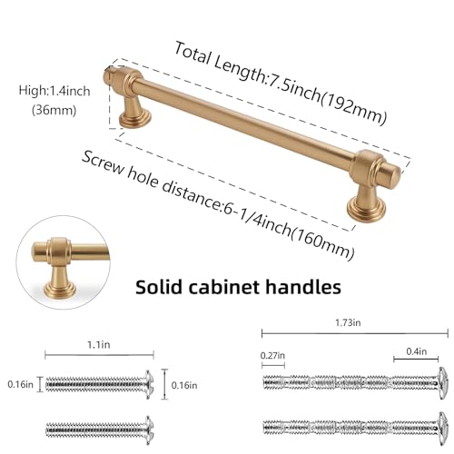 10 Pack 6-1/4 inch(160mm) Champagne Bronze Kitchen Cabinet Handles Cabinet Pulls Gold Drawer Pulls Kitchen Cabinet Hardware Handles Drawer Pulls Dresser Handles - color: Champagne Bronze, size: 6-1/4" Hole Center（160mm）