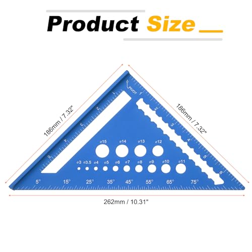 HARFINGTON Metal Square Ruler 7" Aluminum Alloy Carpenter Square Imperial Woodworking Rafter Square Precision Scribing Tools with Rafter Conversion Table for Measuring and Marking, Blue - color: Blue, style: Imperial