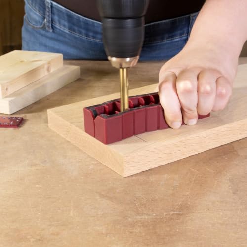 Milescraft 1336 Drill Block Plus- Handheld Drilling Guide, Drilling Jig with Drill Guides for 9 of the Most Common Imperial Drill Bit Sizes, Precision Drilling Tool Accessory