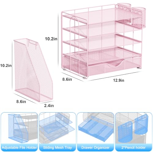 gianotter 5-Tier Desk Organizer with Drawers and File Holders - color: Pink, size: 5T