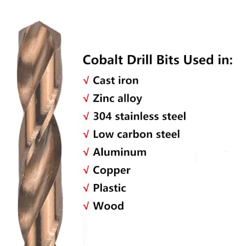1/4 in. x 6 in. Cobalt Aircraft Extension Drill Bits Set(5PCS), M35 High Speed Steel Drill Bit Extra Long Deep Hole Drilling for Stainless Steel, Plastic and Wood - size: 1/4"x6"(5PCS)