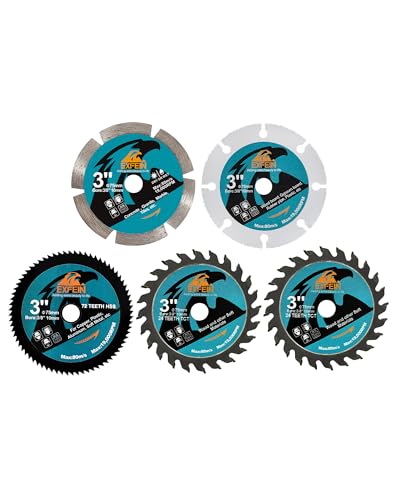 3 Inch Compact Circular Saw Blade Set, Multi-Material Cut for Wood, Plastic, Metal, Concrete Cutting, 10mm Arbor - 5 Pack - size: Set 4