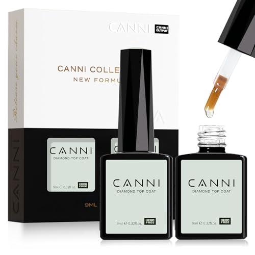 CANNI 2 Pcs No Wipe Gel Top Coat Set- High Gloss Shiny Long Lasting Top Coat Clear Gel Nail Polish Kit, Nail Art Home and Professional Manicure - color: Top x 2