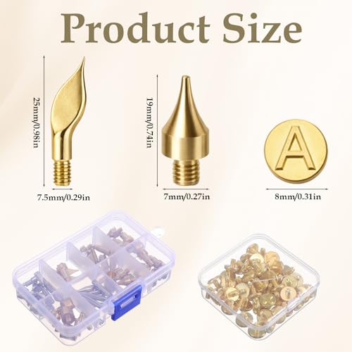 AOZUO 109 Pcs Wood Burning Tips, Wood Burning Tip Set Including Woods Burnings Letters Numbers Symbol Woods Burnings Tip for Wooden Burner DIY Embossing Wooden Burn Carving Crafts