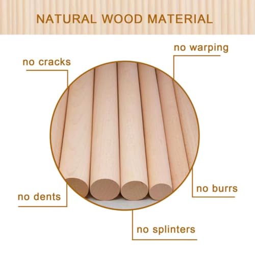 Dowel Rods Wood Sticks Wooden Dowel Rods - 30PCS 10 Inchx6mm- for Crafts and DIYers (Birch Wood1/4 Inch x 10")