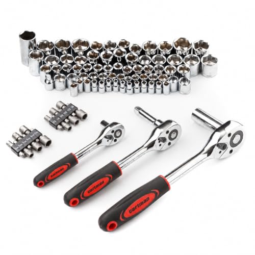 CARTMAN 205-Piece Ratchet Wrench Tool Set, SAE/Metric Socket Kit Carry Case - style: 205 PC