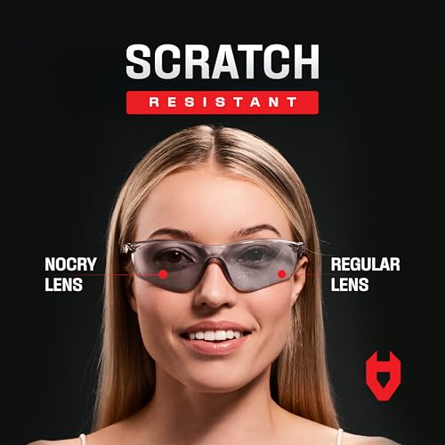 NoCry Lightweight Tinted Safety Glasses with UV 400 Protection, Anti Fog and Anti Scratch Coating and Grey Wrap Around Lenses; ANSI Z87.1 Certified - color: Tinted