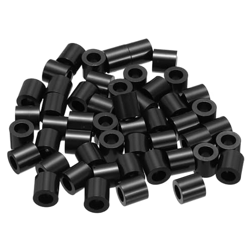 PATIKIL 120Pcs ABS Spacers 4mm ID, 7mm OD, 7mm Height Plastic Round Stud Spacer Black Nylon Washers Nut Unthreaded Rubber for M4 Screws Bolts Barrel - size: 4mm ID, 7mm OD, 7mm Height