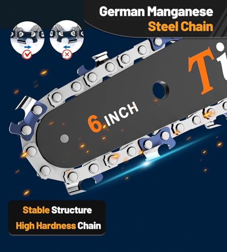 Tietoc Mini Chainsaw 6 Inch Cordless, Portable Electric Chain Saw Small Handheld Battery Powered Super Saws - color: Orange - 2 Batteries