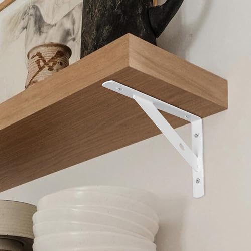 8 Pcs Heavy Duty Shelf Brackets, Floating Metal Shelf Brackets, White, 11.81 x 7.48 Inch, Wall Mount, Powder Coated Iron - size: 11.81 x 7.48 inch White