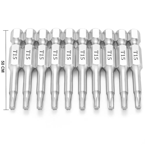 NAUIX 10Pcs T15 Torx Bit Set (2" Long), Magnetic Star 6 Point - style: T15