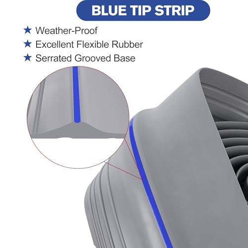 ToLanbbt 10Ft/3.05M Universal Garage Threshold Seal Strip with 300ml Black Sealants/Adhesives, Garage Door Bottom Weatherproof Strip Rubber DIY Weather Stripping Replacement (Grey-Blue Line) - color: Grey+Blue, size: 10 Ft (incl. 1 adhesive)