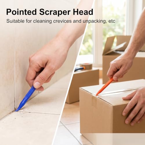 18Pcs Non-Scratch Plastic Scraper Tool, 3 Styles Plastic Scraper for Tight Spaces Multi-Purpose Kitchen Scraper Cleaning Pen for Paint, Stickers Label, Oil Stains, Tight Spaces, Crevices