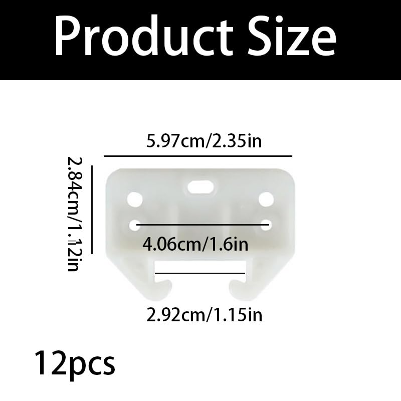 Drawer Slide Guides Bottom Mount, 12 Pack Plastic Drawer Track Rail Brackets with Mounting Screws for Dresser, Cabinet, Closet, and More