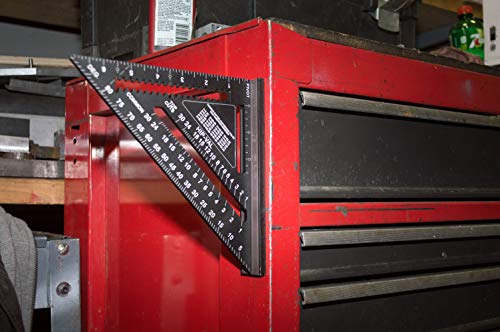 Johnson Level & Tool 1959-0700 Magnetic Johnny Square Professional Easy-Read Aluminum Rafter Square, 7", Black, 1 Square - size: 7-inch, style: Magnetic