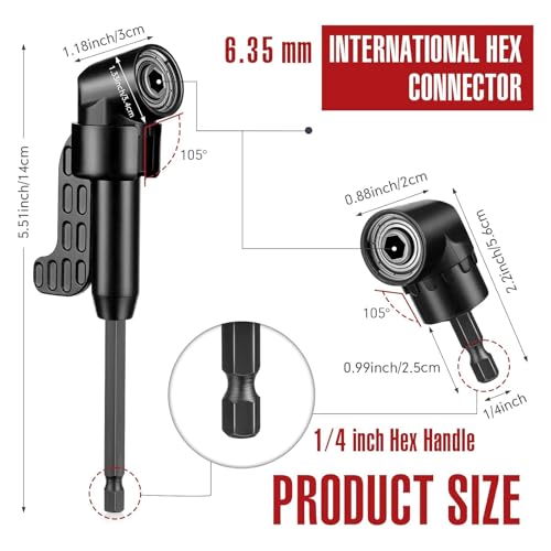 17Pcs Tools Flexible Drill Bit Extension,Include 3Pcs Rotatable Socket Adapter 2Pcs Hex Shank 105° Right Angle Drill Attachment 10 Short Screwdriver Bits 90° Angled Bits & Bendable Drill Bit Extension - color: 16*black
