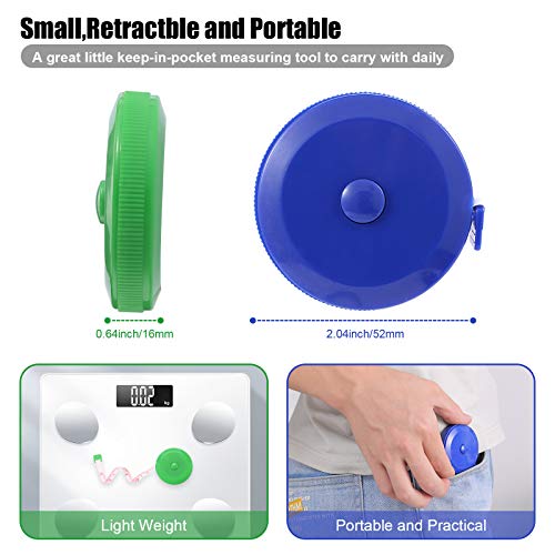 Measuring Tape Retractable, 60 Inch Soft Fabric Tape Measure for Body, Push Button Sewing Measurement Tape for Cloth Waist(3 Pack/Green Black Blue) - color: Green, Black, Blue