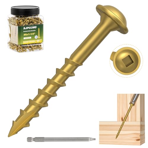 Pocket Hole Screws 1-1/4 Inch, 320Pcs Exterior Pocket Screws #8 X 1-1/4" - color: Gold, size: #8 X 1-1/4"