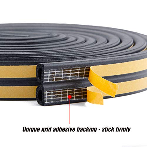 CloudBuyer Door & Window Weather Stripping, Soundproof Insulation Seal Strip with Self-Adhesive Rubber Collision Protection, 16.5 Ft (Black) - color: Black, size: 16.5Ft