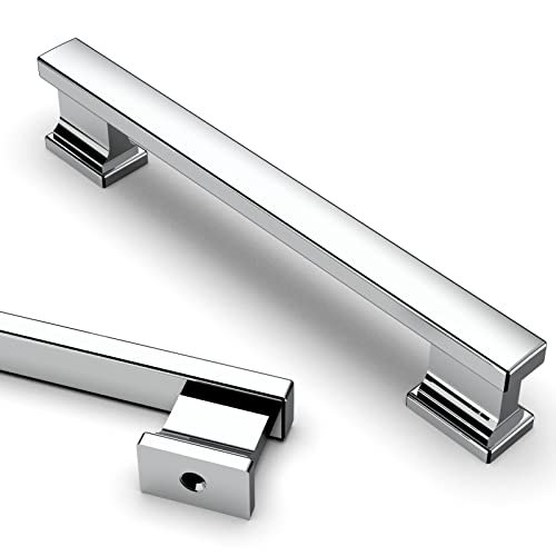 Asidrama 6 Pack 5 Inch(128mm) Polished Chrome Kitchen Cabinet Handles, Cabinet Pulls Kitchen Cabinet Hardware for Cupboard Drawer Pulls - color: Polished Chrome, size: 5" Hole Center, style: 6 Pack