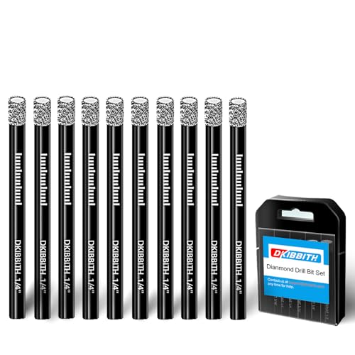 10 pcs 1/4" Diamond Drill Bits for Tile, Porcelain, Ceramic, Granite, Marble, Stone, Glass, Dry Drilling Tile Drill Btis with Storage Case and 1/4" Round Shank - size: 10 pcs 1/4" Diamond bits