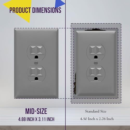 ENERLITES Mid-Size Duplex Outlet Covers Wall Plate, 1 Pack, Gray - color: Gray, size: Mid-Size