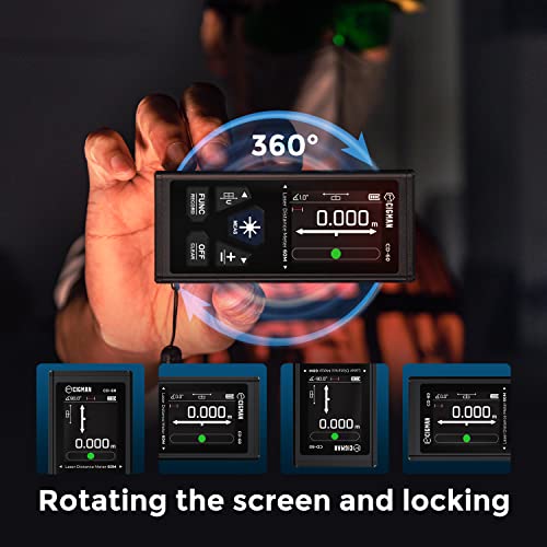 CIGMAN Dual Laser Distance Meter 393ft/120M Bilateral Laser Measurement Tool Rechargeable Laser Measure with M/in/Ft Multiple Units Multifunctional Laser Measure(Laser Level is Class II,Output<1mW) - color: CD-60 1