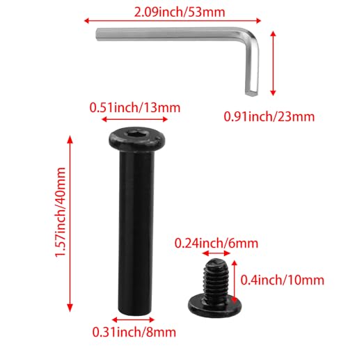 20 Sets M6 x 40mm Black Binding Post Screws,Hex Drive Rivet Socket - size: M6 x 40mm