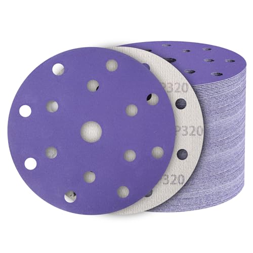 50Pcs 6 Inch Sanding Discs 320 Grit, Hook and Loop Orbital Sandpaper - style: 320Grit-50Pcs