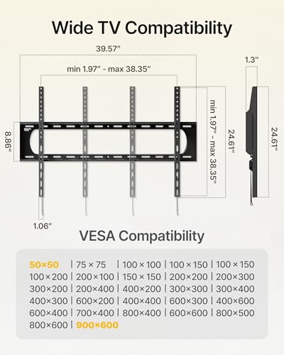monTEK Heavy Duty Fixed TV Wall Mount for 60-120 Inch TVs up to 300 lb - size: 60"-120" Fixed