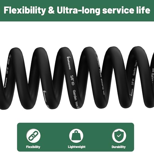 Beitopamz 100 ft Garden Hose, 5/8 in Heavy Duty Water Hose, Flexible and Durable, Lightweight Rubber Hybrid Hose, Leak-Free Connections, Male to Female 3/4'' Brass Fittings for Patio, Lawn, Black - size: 100ft Male to Female