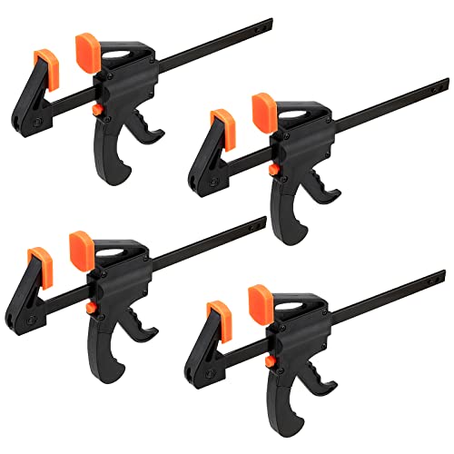 PINGEUI 4 Packs 8 Inches Quick Grip Clamps, Adjustable Wood Clamps, Light Duty Bar Clamps for Woodworking, Furniture Assembling, Manufacturing, 150 lbs Max Clamping Force