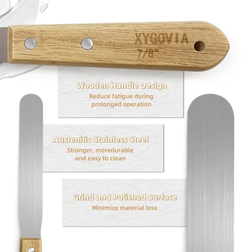 4-piece Caulking Spatula with Wooden Handle, Professional Stainless Steel Caulk Tool Set Finishing Tools, Streamline Spatulas for Caulk Application - color: 4PCS
