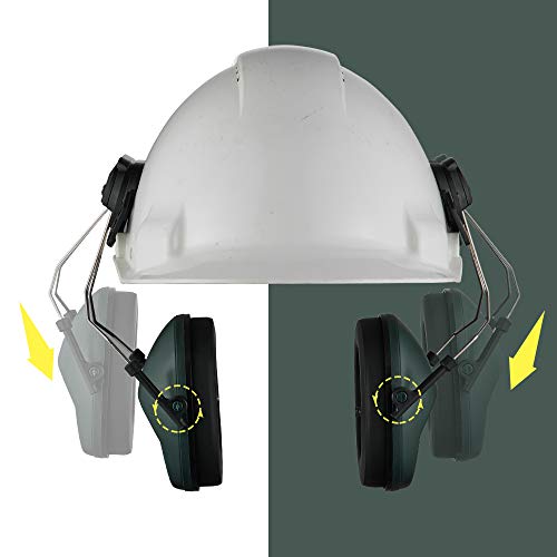 Noise Cancelling Helmet Attachable Ear Muffs Blocking Sound Reduction Ear Protection for Construction Site,Adaptors - color: Dark Green