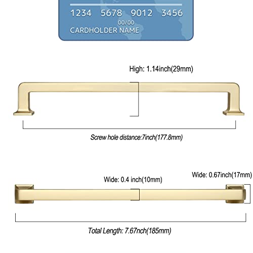 9BUILD 10 Pack 7 Inch Brushed Brass Cabinet Pulls,Kitchen Hardware - color: Brushed Brass, size: 7"/177MM Hole Center