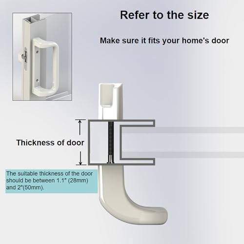 House Guard Sliding Patio Door Handle Set, Mortise Lock, 3-15/16", White - color: White