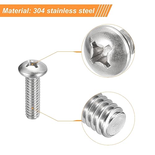 uxcell 1/4-20x7/8 Pan Head Machine Screws, 304 Stainless Steel 18-8 Screw, Phillips Drive, Fully Threaded, Bright Finish, Pack of 25 - size: 1/4-20x7/8"