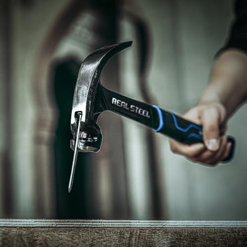Real Steel 15 Oz One Piece Forged Curve Claw Framing Hammer with Cushion Grip 0516 - size: 15 oz