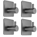 Fotosnow Adhesive Hooks Towel Hanger Wall Hooks for Hanging Coat, Hat,Towel Robe Hook Rack Wall Mount Waterproof Stainless Steel- Bathroom and Bedroom Gray 4-Packs - color: Gray-4 Pack