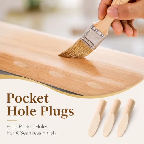 400 Pcs Solid Wood Pocket Hole Plugs, 3/8 Inch Pine Wood Plugs for Screw Holes, Wooden Hole Plug for Pocket Holes Jig Woodworking Tool, Resistant to Breakage, Fits for Various Woodworking Projects